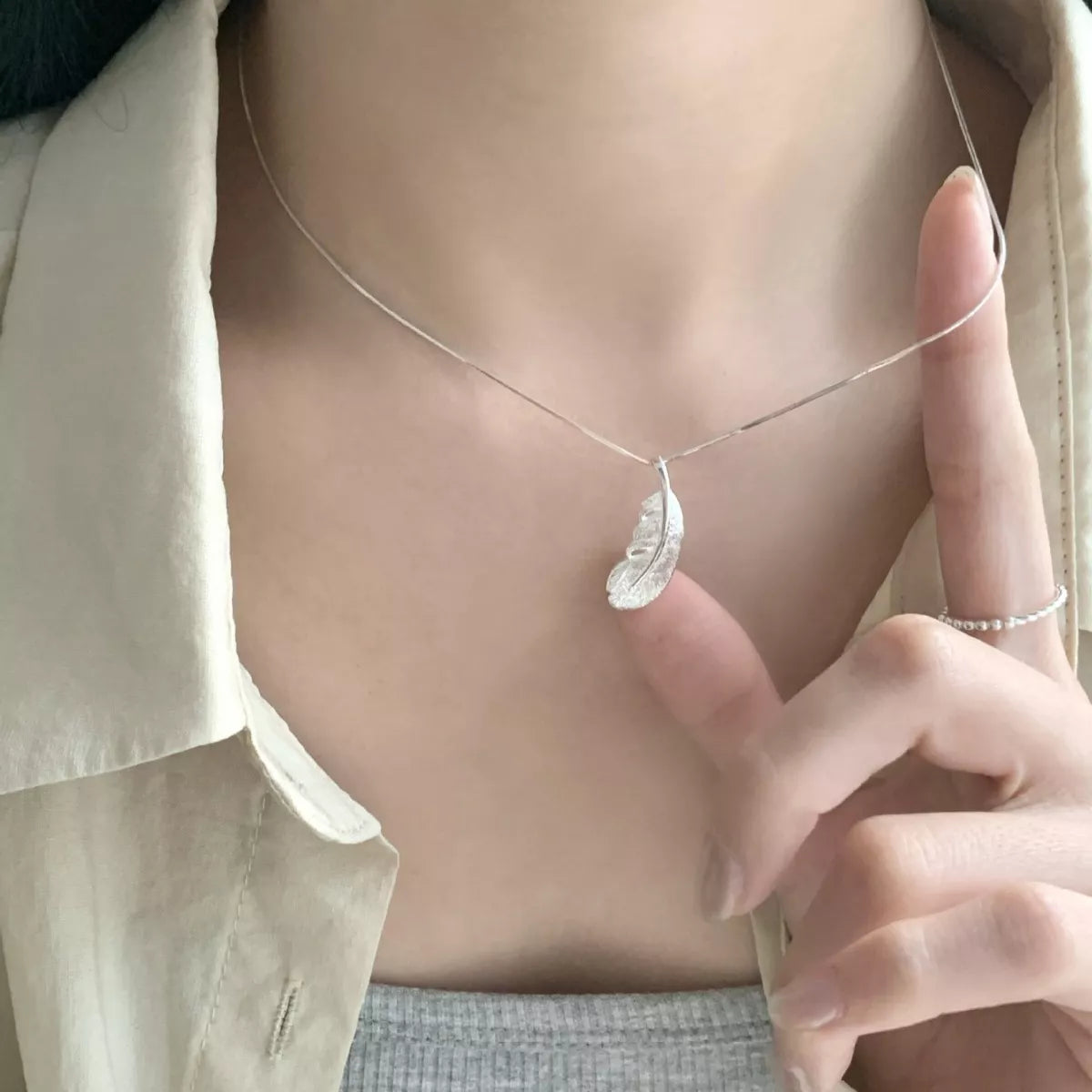 Feather Pendant Necklace – Sterling Silver Jewelry Gift - QandCo - trending