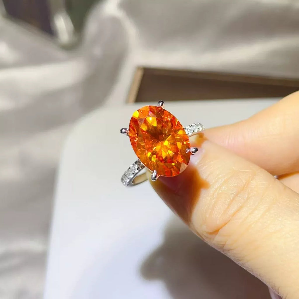 8 Carat Moissanite Oval 925 Sterling Silver Ring - QandCo - trending