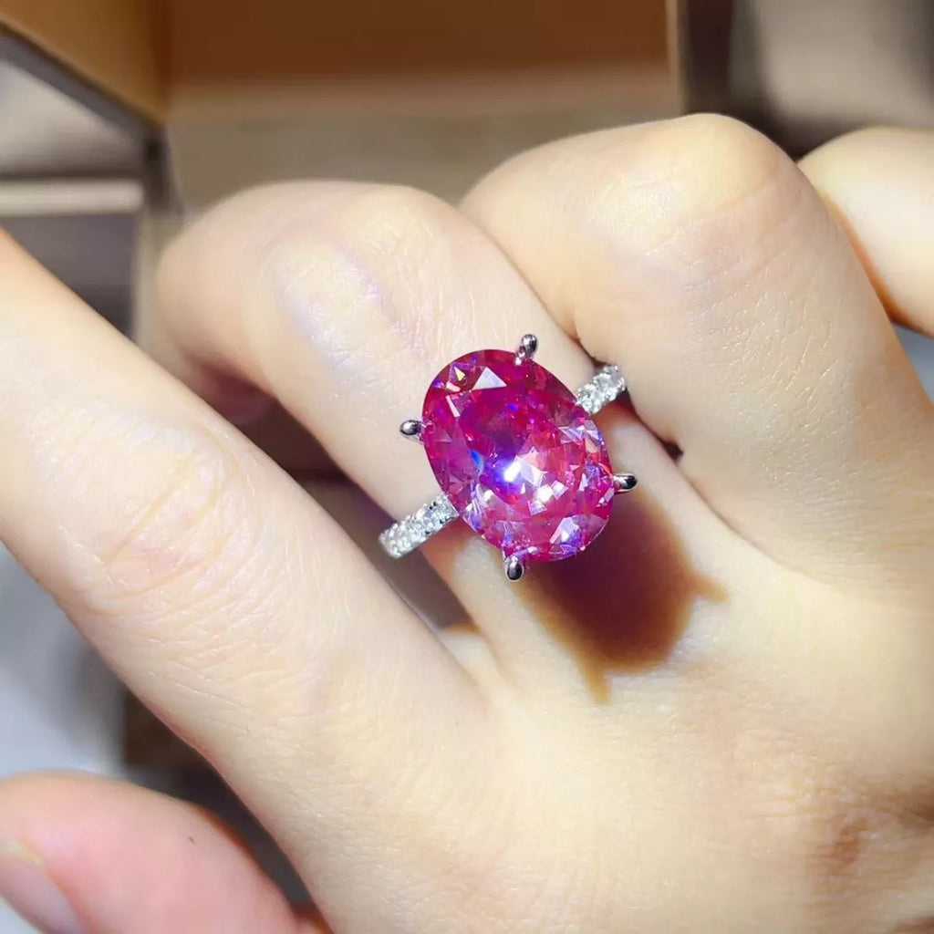 8 Carat Moissanite Oval 925 Sterling Silver Ring - QandCo - trending