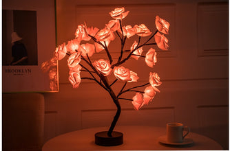 Rose Flower LED Table Lamp | USB & Battery Powered Bonsai Tree Light | Romantic Home & Bedroom Décor