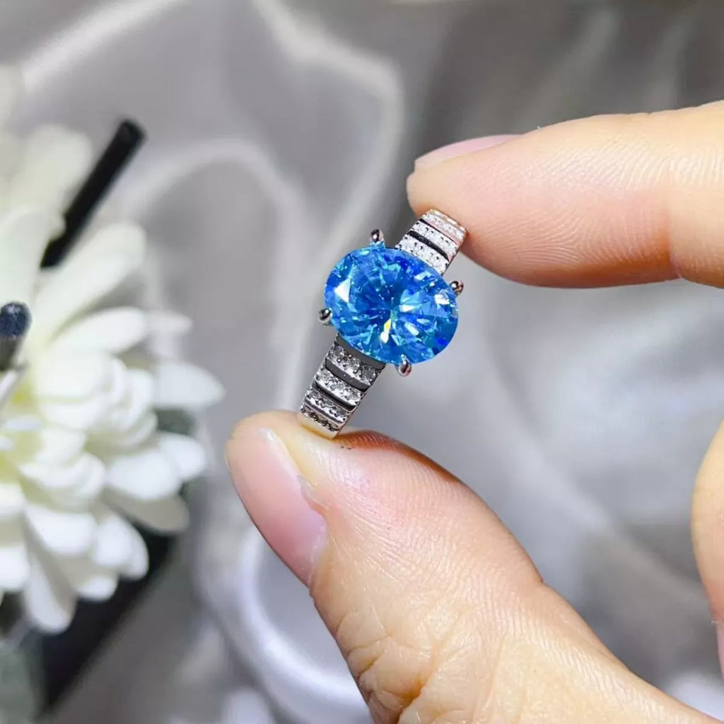 3 Carat Moissanite Oval 925 Sterling Silver Ring - QandCo - trending