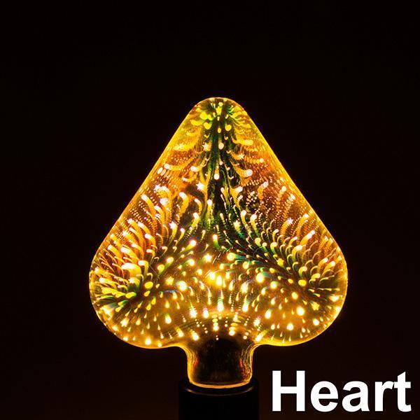 3D Decorative LED Bulb – Firework, Heart & Bottle Novelty Light (110–220V)