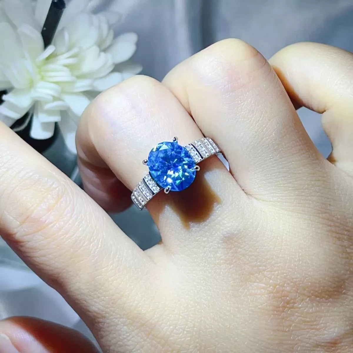 3 Carat Moissanite Oval 925 Sterling Silver Ring - QandCo - trending