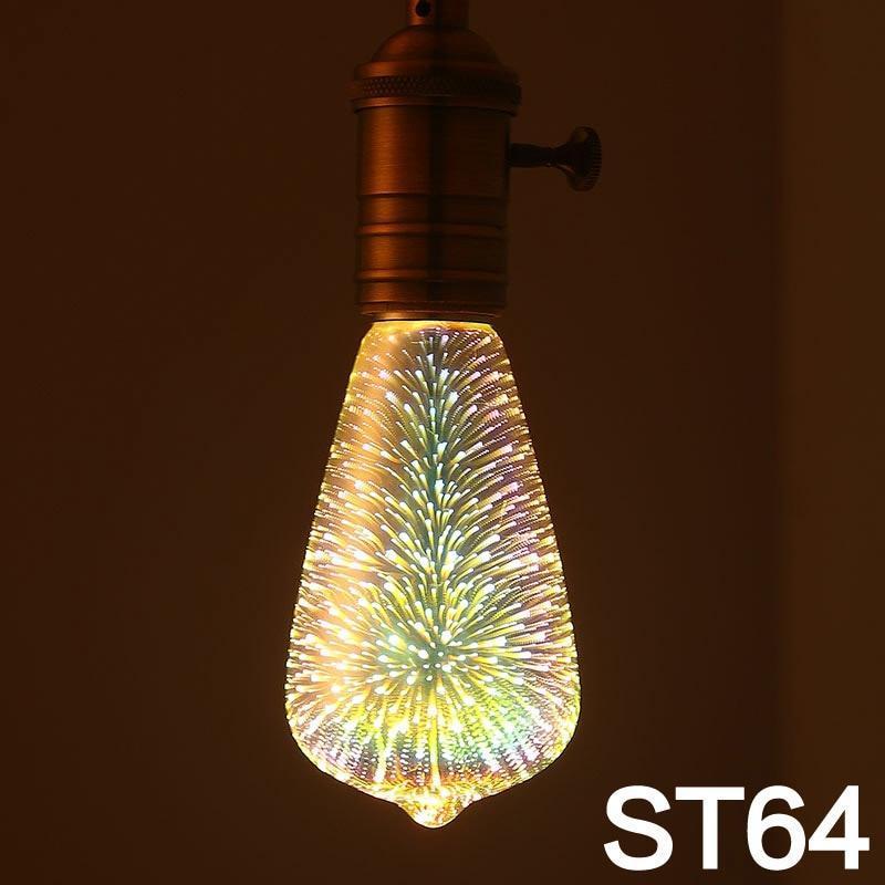 3D Decorative LED Bulb – Firework, Heart & Bottle Novelty Light (110–220V)