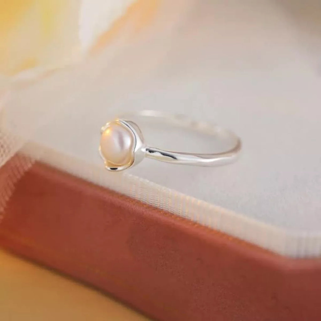 Freshwater Pearl 925 Sterling Silver Open Ring – Elegant Jewelry - QandCo - trending