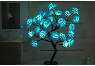 Rose Flower LED Table Lamp | USB & Battery Powered Bonsai Tree Light | Romantic Home & Bedroom Décor