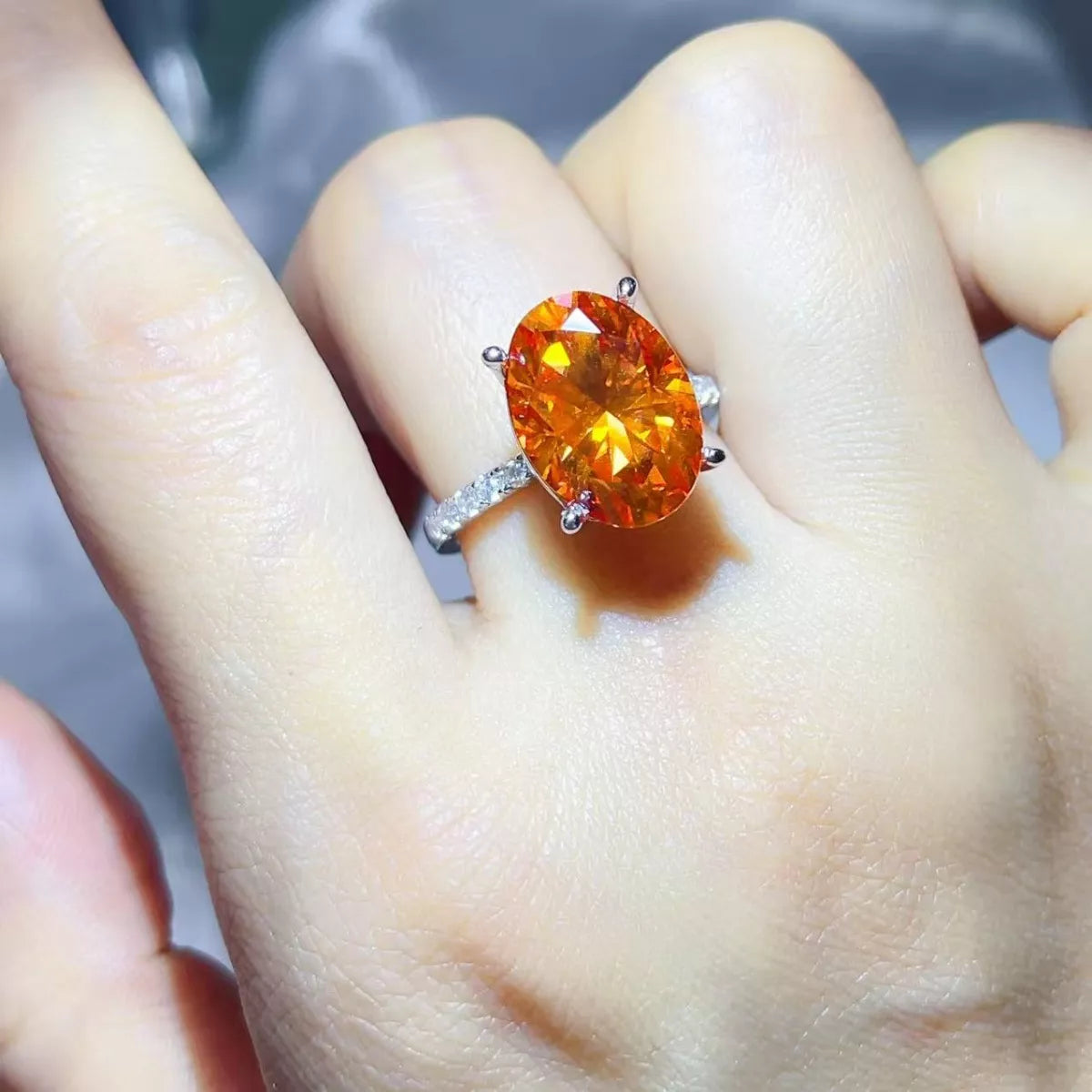 8 Carat Moissanite Oval 925 Sterling Silver Ring - QandCo - trending