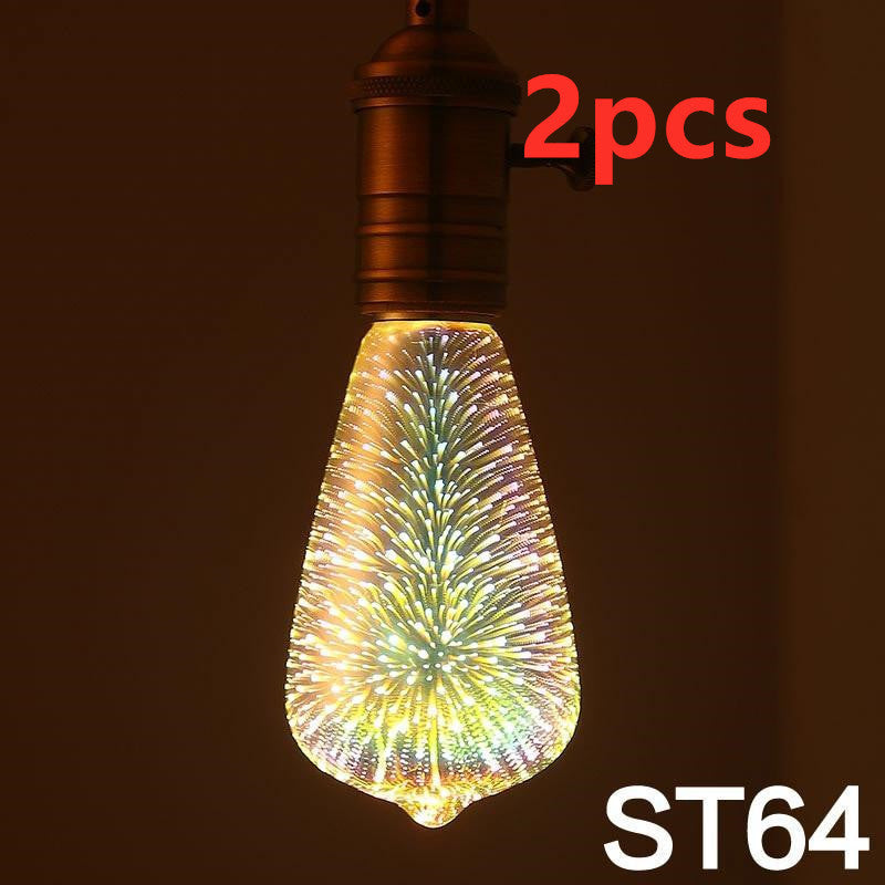 3D Decorative LED Bulb – Firework, Heart & Bottle Novelty Light (110–220V)