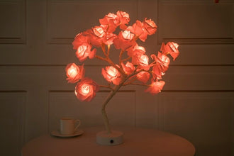 Rose Flower LED Table Lamp | USB & Battery Powered Bonsai Tree Light | Romantic Home & Bedroom Décor