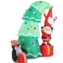6 FT Lighted Christmas Inflatable Tree with Elf & Santa | Funny Blow Up Yard Decoration with Built-in LED Lights for Holiday Lawn & Party Décor