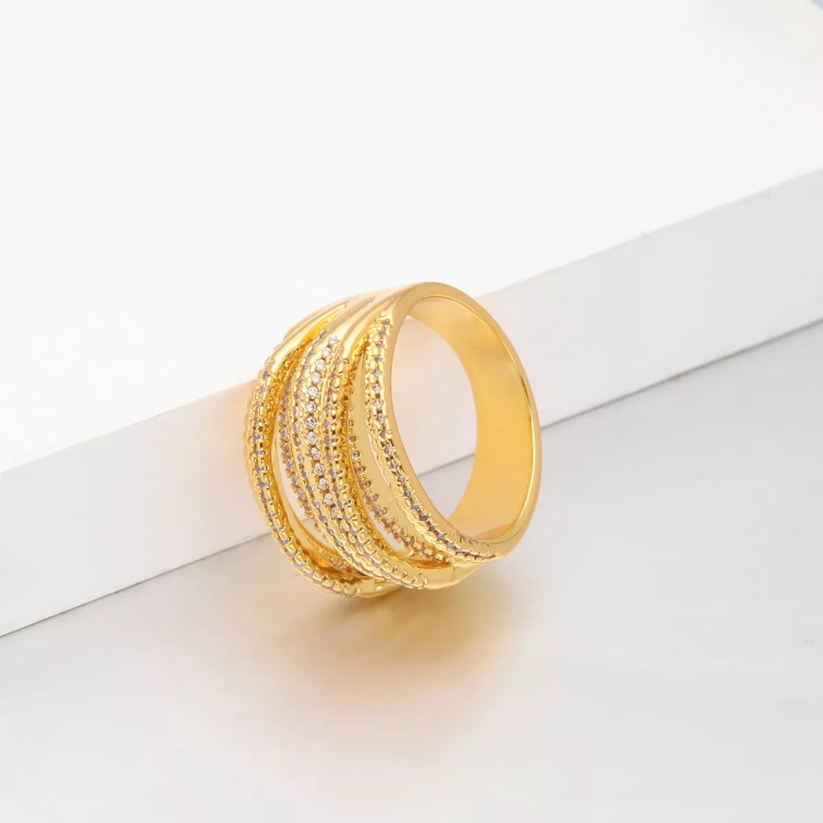 18K Gold-Plated Multi-Row Ring – Luxury Statement Jewelry - QandCo - trending
