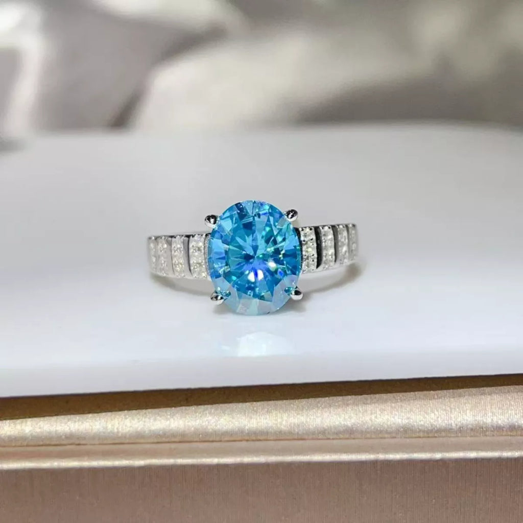 3 Carat Moissanite Oval 925 Sterling Silver Ring Silver - QandCo - trending