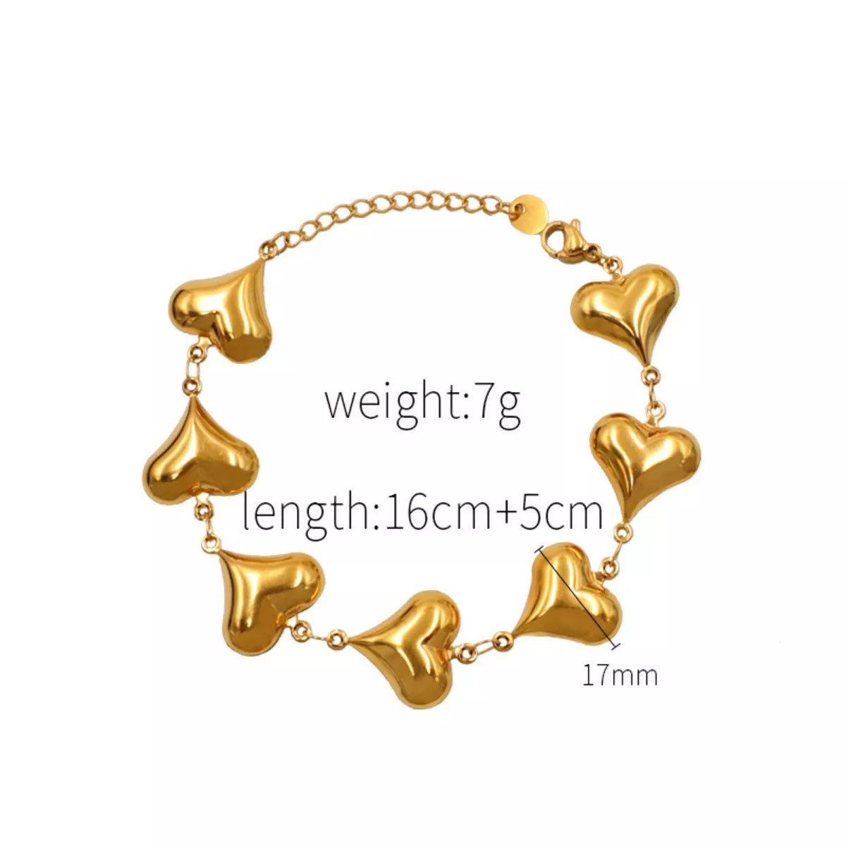 18K Gold-Plated Heart Charm Bracelet – Romantic Gift Jewelry - QandCo - trending