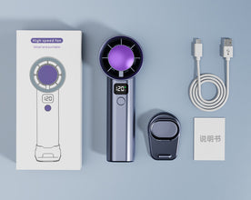 High-Speed Handheld Turbo Fan | Portable USB Rechargeable Fan with Intelligent Digital Display