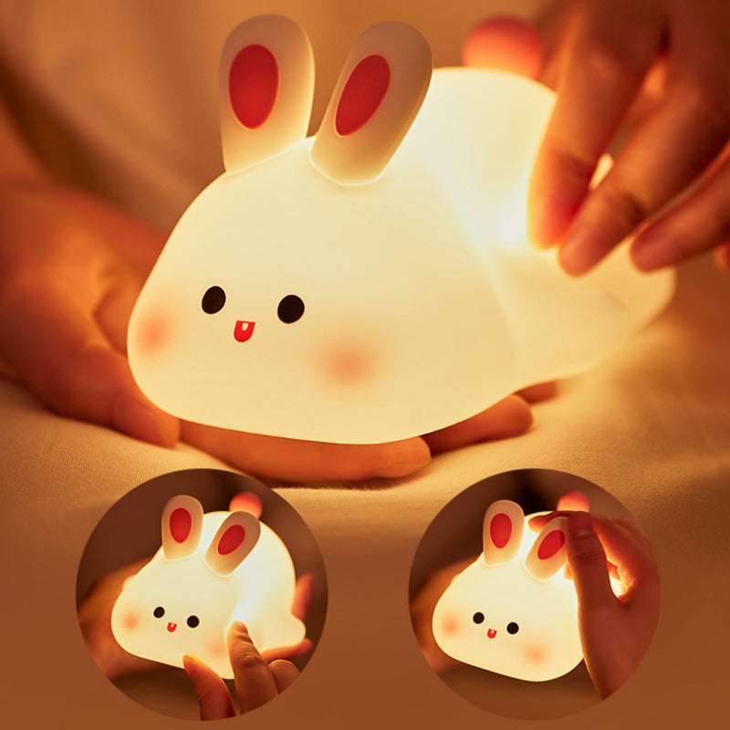 Rabbit Silicone Touch Night Light – Kids Bedside LED Lamp - QandCo - trending