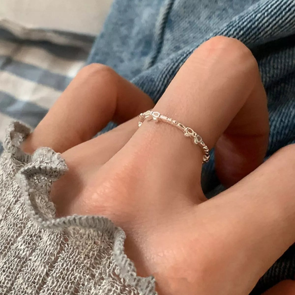 925 Sterling Silver Bow Open Ring – Dainty Silver Jewelry Silver One Size - QandCo - trending