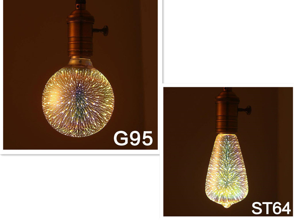3D Decorative LED Bulb – Firework, Heart & Bottle Novelty Light (110–220V)