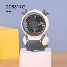 Cute Mini USB Fan | Portable Silent Desk Fan with 4 Blades | Bear, Kitten, Deer & Devil Design