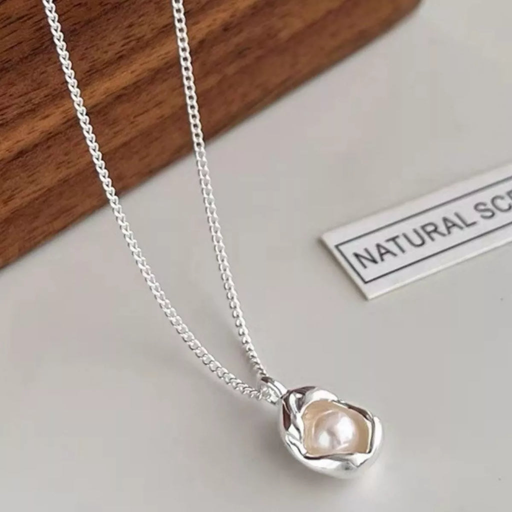Pearl 925 Sterling Silver Necklace – Classic Jewelry - QandCo - trending