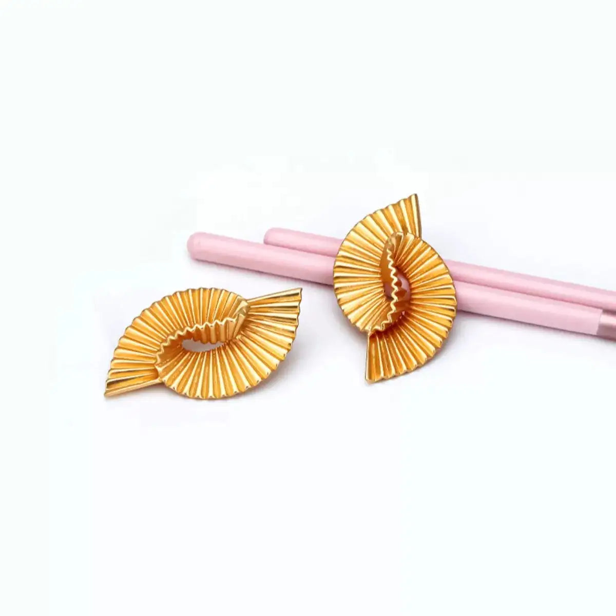 18K Gold-Plated Copper Geometric Spiral Statement Earrings - QandCo - trending