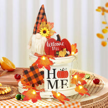 Fall Gnome Tiered Tray Set | Farmhouse Pumpkin & Maple Leaf Decorations
