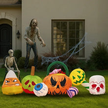 8FT Halloween Inflatable Pumpkins with Eyeball & Candy | Lighted Blow Up Yard Decoration with LEDs