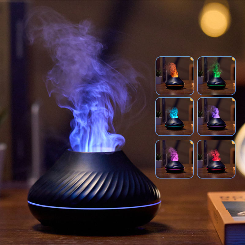 RGB Flame Aroma Diffuser – 130ml 3D Colorful Humidifier - QandCo - trending