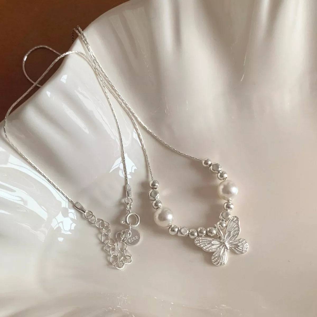 Butterfly Pearl Pendant Necklace – Sterling Silver Jewelry - QandCo - trending