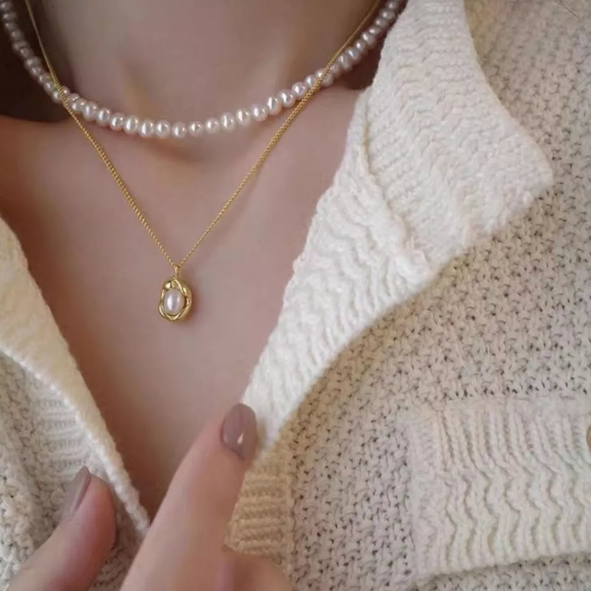 Pearl 925 Sterling Silver Necklace – Classic Jewelry Gold One Size - QandCo - trending