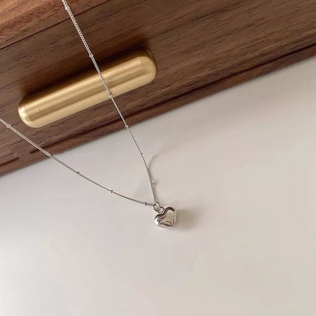 925 Sterling Silver Heart Necklace – Classic Gift Jewelry Silver One Size - QandCo - trending