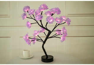 Rose Flower LED Table Lamp | USB & Battery Powered Bonsai Tree Light | Romantic Home & Bedroom Décor