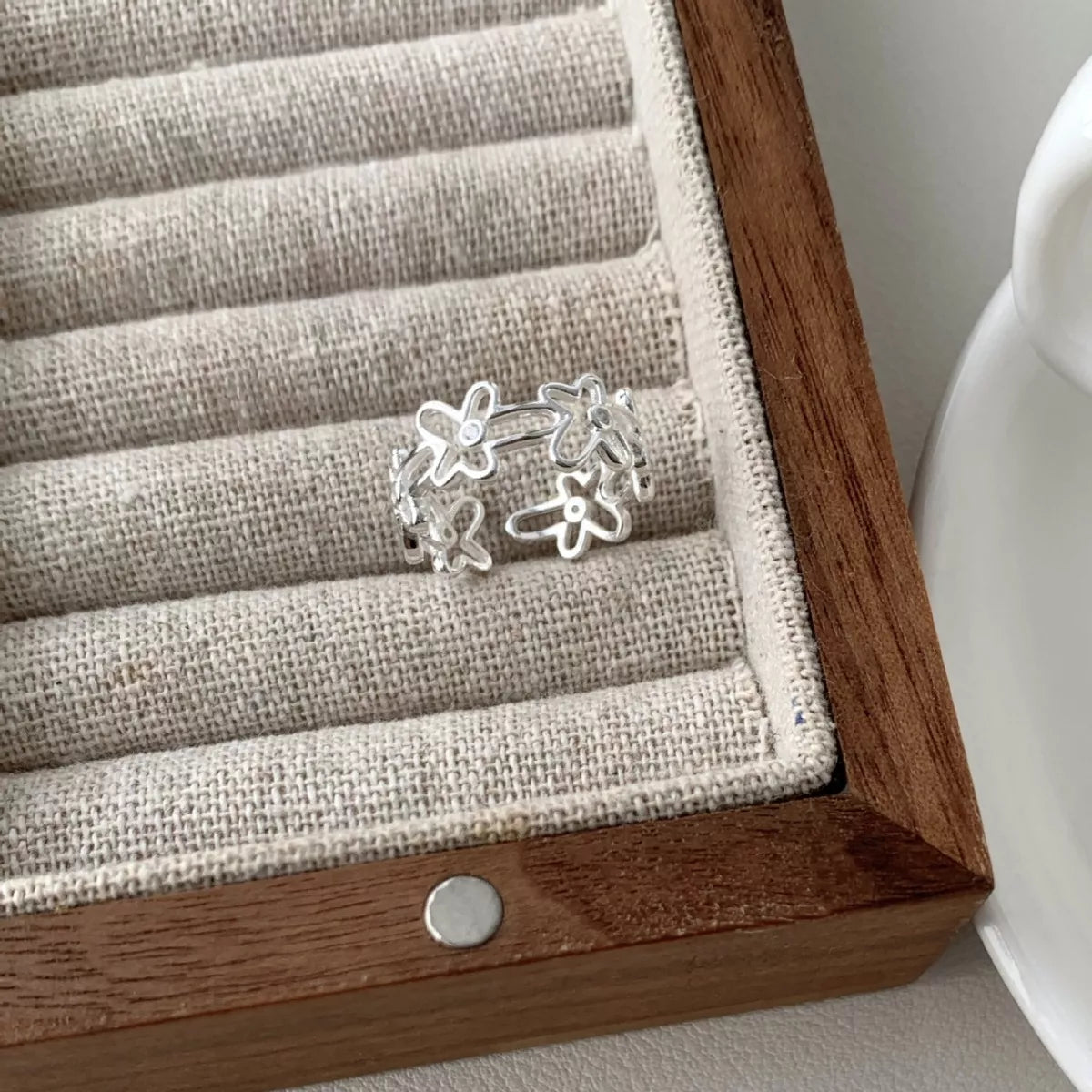 925 Sterling Silver Flower Open Ring – Dainty Floral Jewelry - QandCo - trending