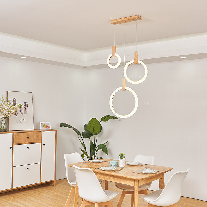 Round Wooden Ring Lamp – Modern LED Pendant Light