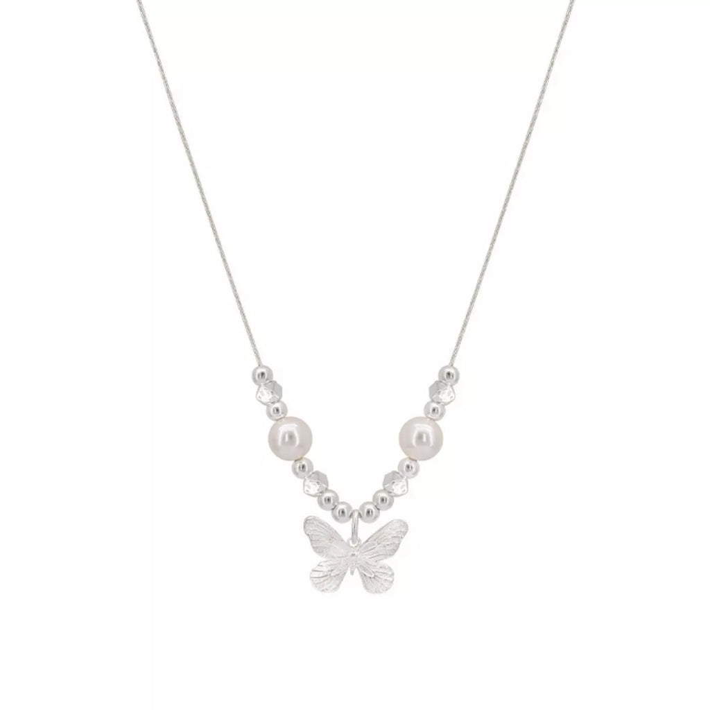 Butterfly Pearl Pendant Necklace – Sterling Silver Jewelry - QandCo - trending