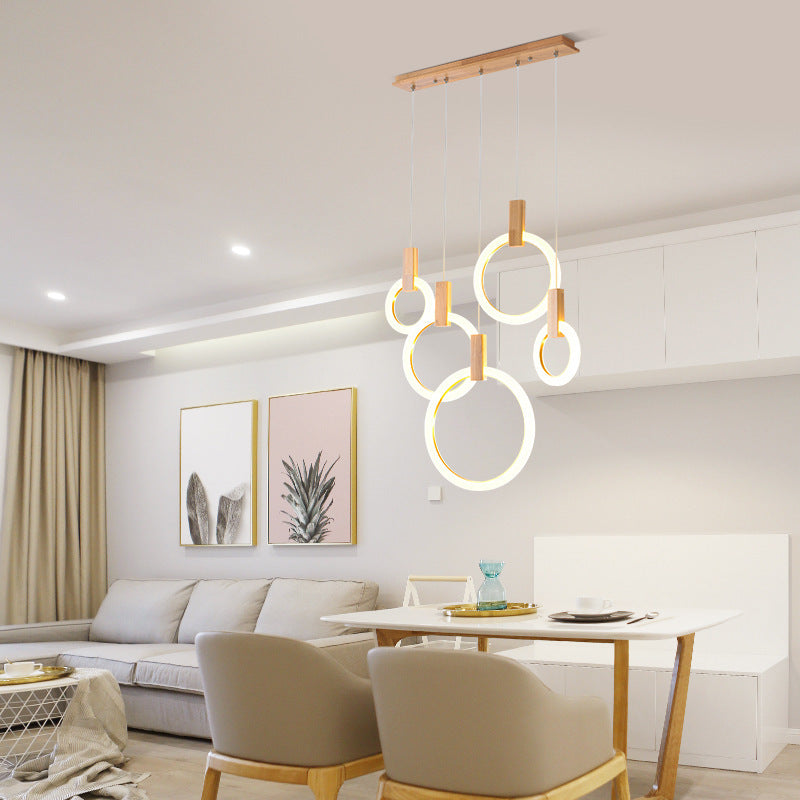 Round Wooden Ring Lamp – Modern LED Pendant Light