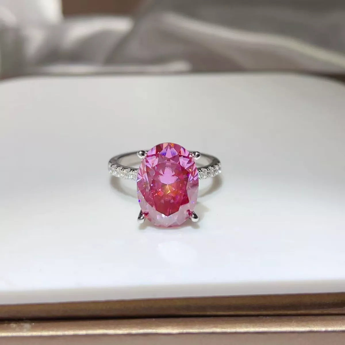 8 Carat Moissanite Oval 925 Sterling Silver Ring - QandCo - trending