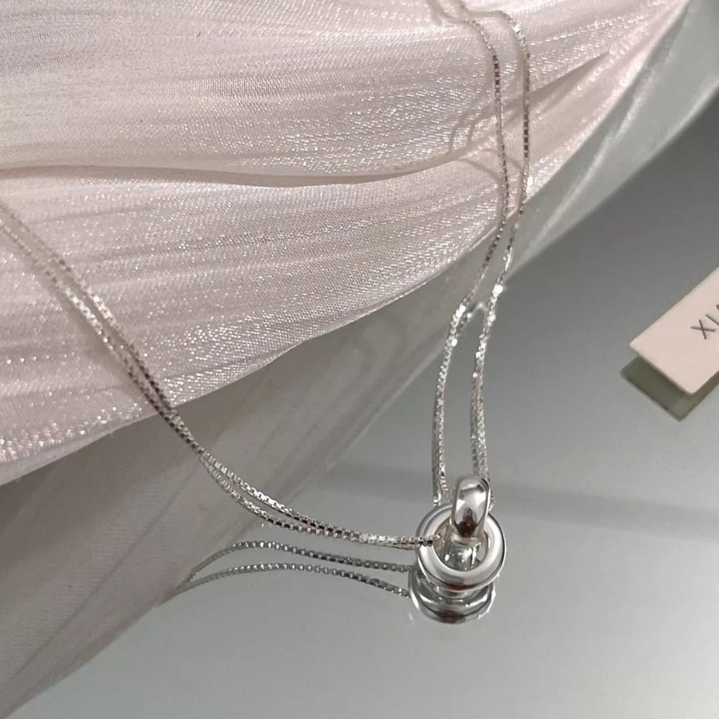 Double Strand 925 Sterling Silver Necklace - QandCo - trending