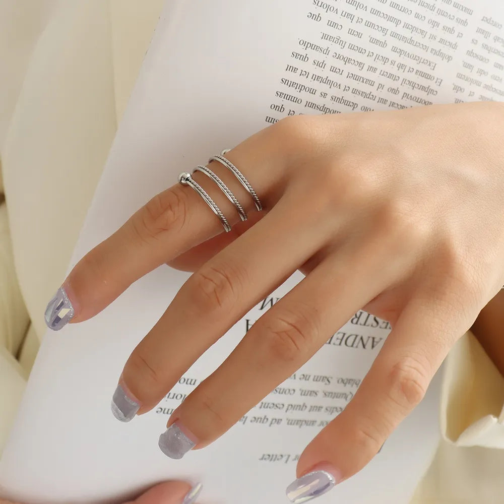 18K Gold-Plated Titanium Steel Ring | Silver-Plated Finish Silver One Size - QandCo - trending