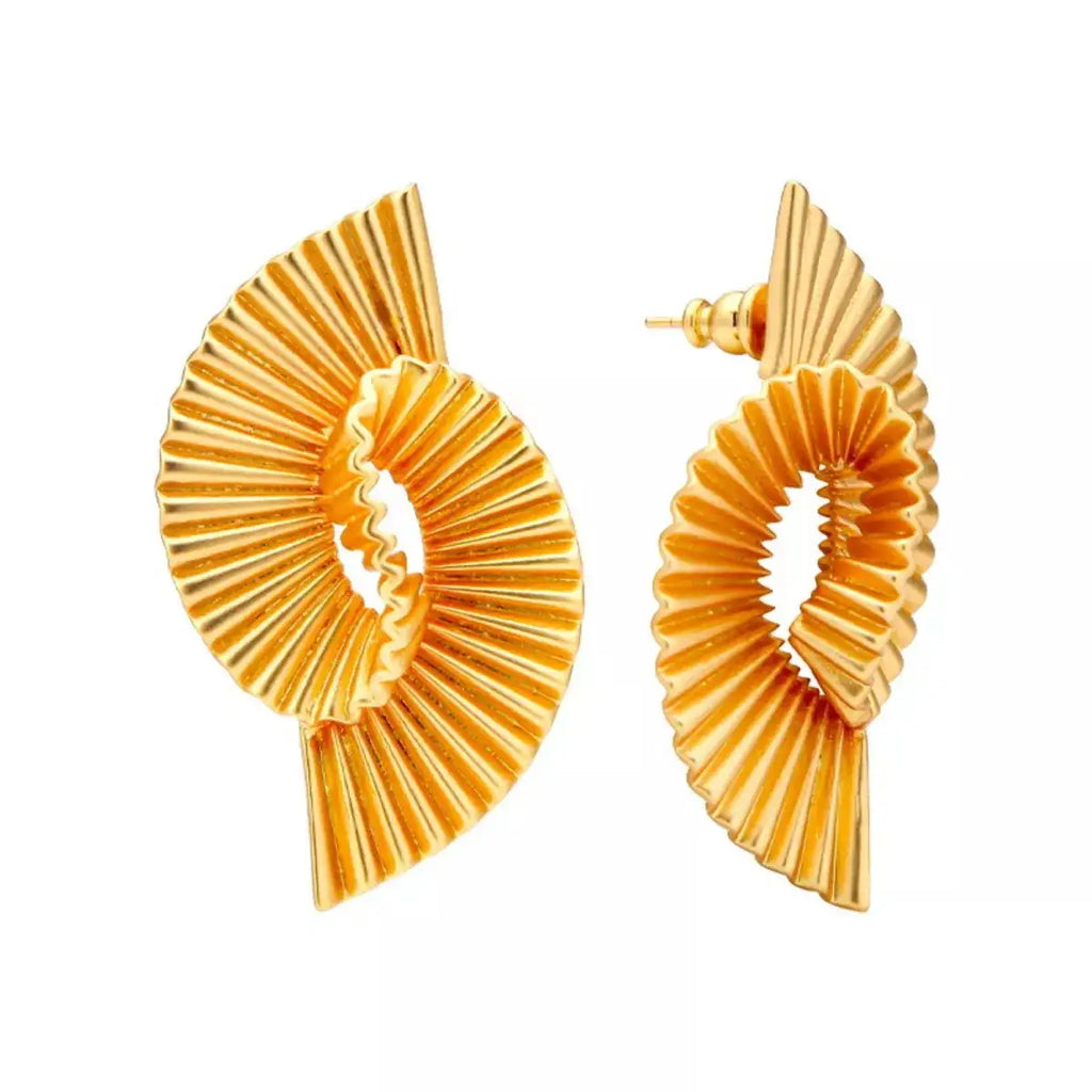 18K Gold-Plated Copper Geometric Spiral Statement Earrings - QandCo - trending