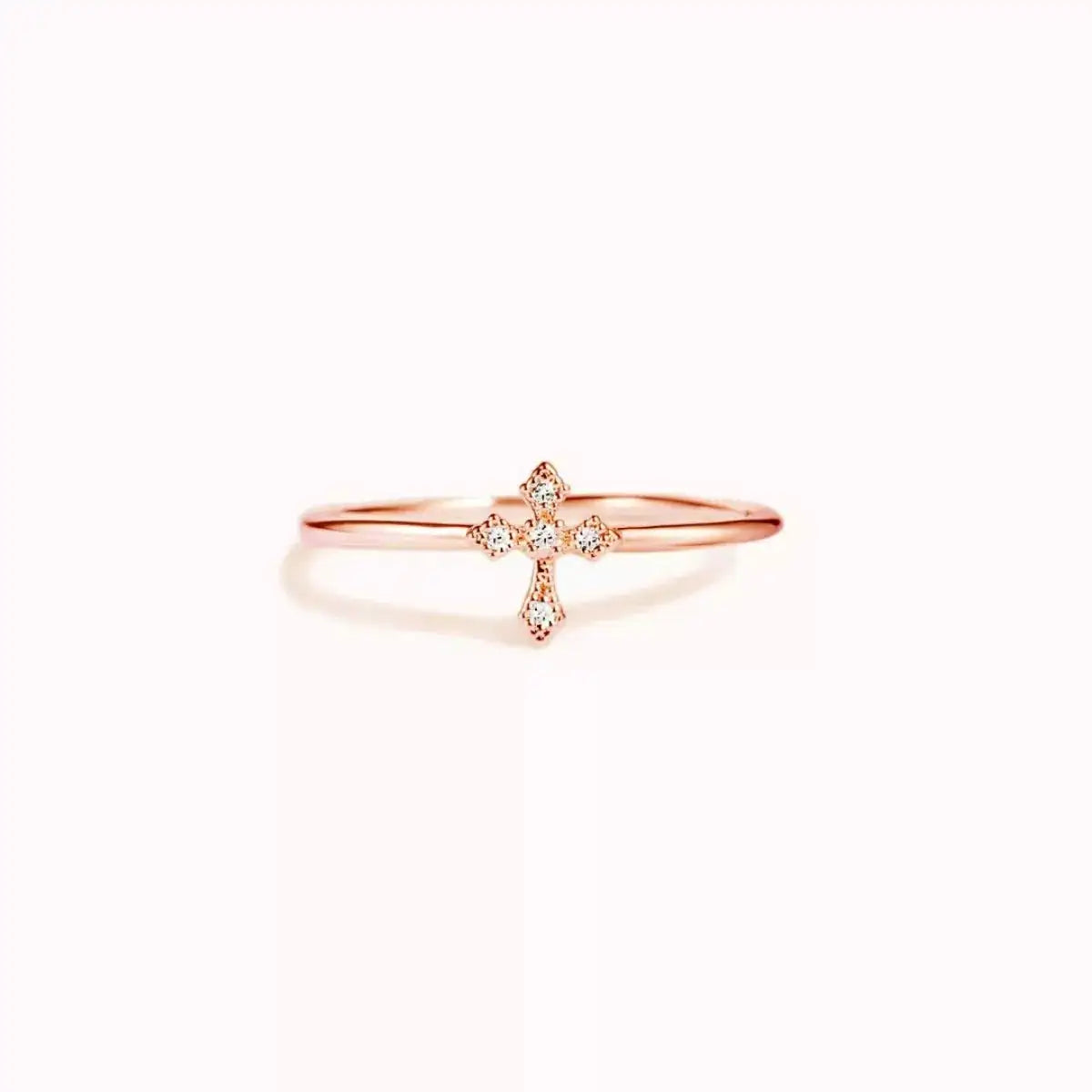 925 Sterling Silver Zircon Cross Ring – Faith Jewelry Gift Rose Gold - QandCo - trending