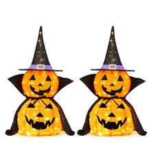3FT Halloween Lighted Pumpkin Decorations | 176 LED Pop-Up Jack-O-Lantern with Cape & Metal Stand (2-Pack)