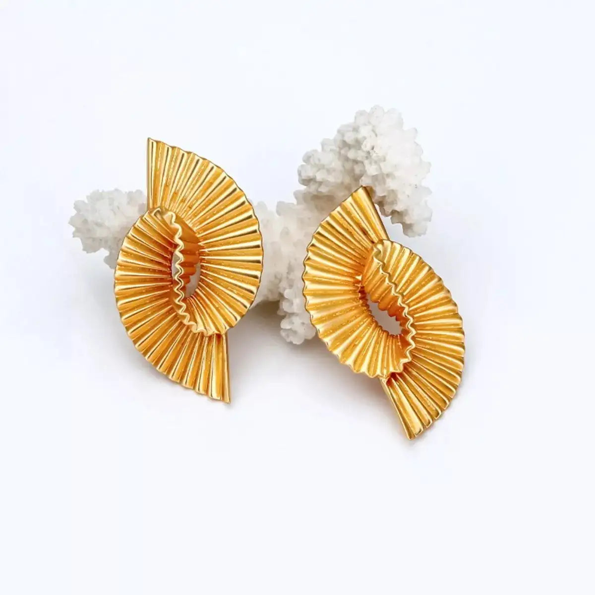 18K Gold-Plated Copper Geometric Spiral Statement Earrings - QandCo - trending