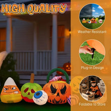 8FT Halloween Inflatable Pumpkins with Eyeball & Candy | Lighted Blow Up Yard Decoration with LEDs