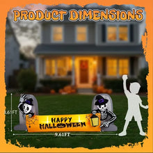 9.6FT Halloween Inflatable Skeleton with Tombstone Banner | Large Outdoor Blow Up Yard Decoration with LEDs