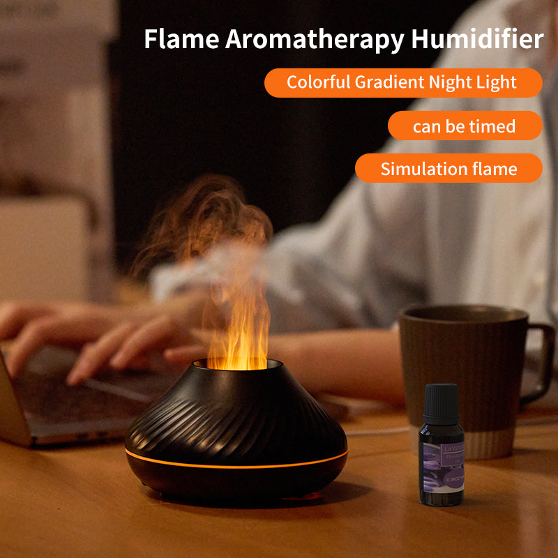 RGB Flame Aroma Diffuser – 130ml 3D Colorful Humidifier - QandCo - trending