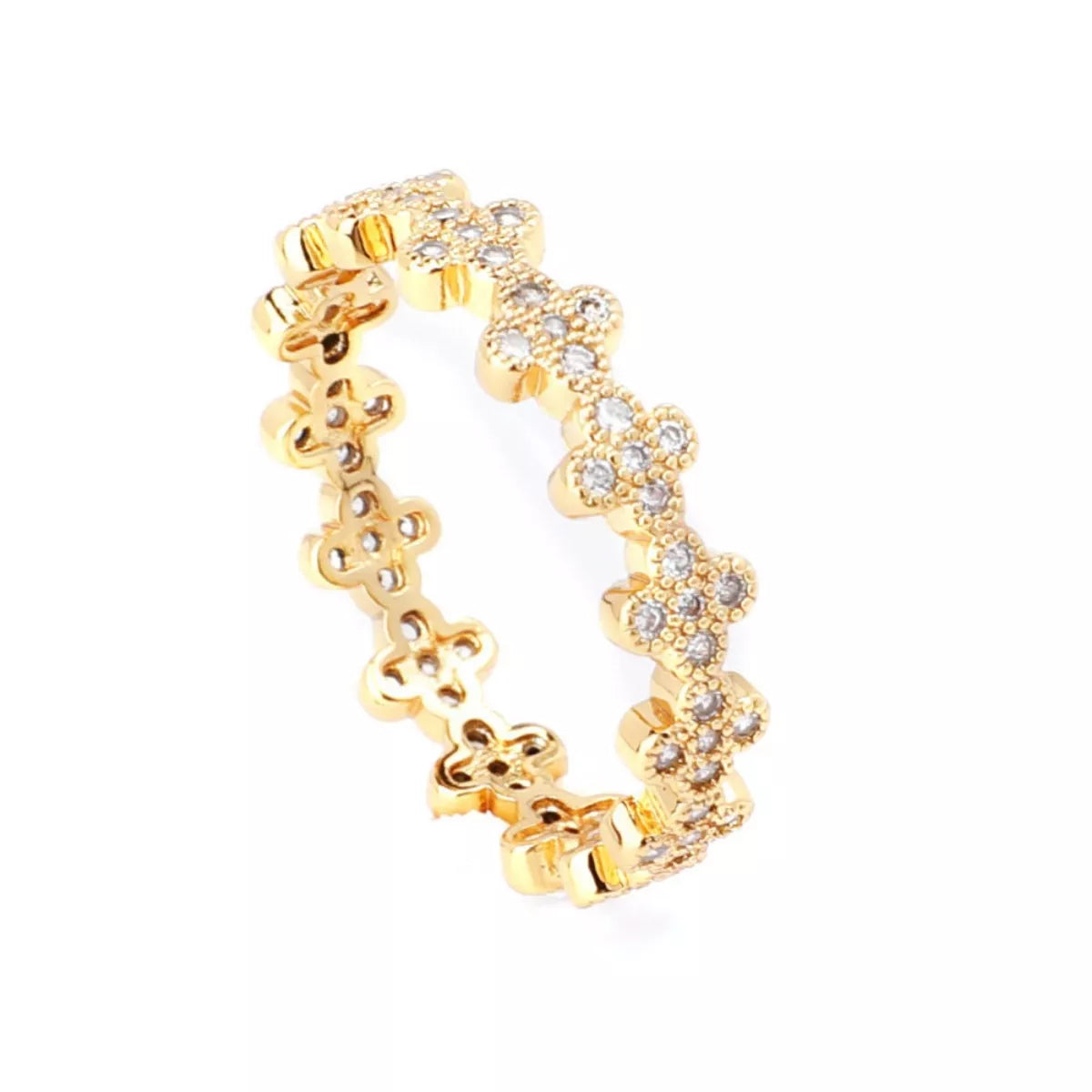 18K Gold-Plated Zircon Ring – Elegant Sparkle Jewelry - QandCo - trending