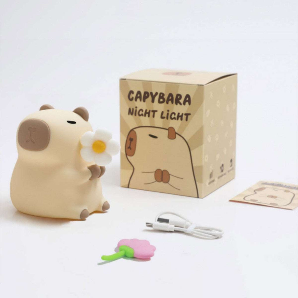Capybara Silicone Night Lamp – USB Rechargeable Bedside Light Capybara Flower Style - QandCo - trending