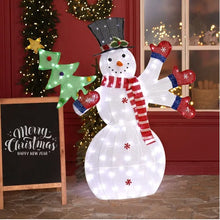 Lighted Snowman Yard Decoration | Pre-Lit 2D Xmas Display with 170 LEDs