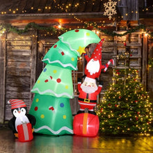 6 FT Lighted Christmas Inflatable Tree with Elf & Santa | Funny Blow Up Yard Decoration with Built-in LED Lights for Holiday Lawn & Party Décor