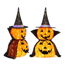3FT Halloween Lighted Pumpkin Decorations | 176 LED Pop-Up Jack-O-Lantern with Cape & Metal Stand (2-Pack)
